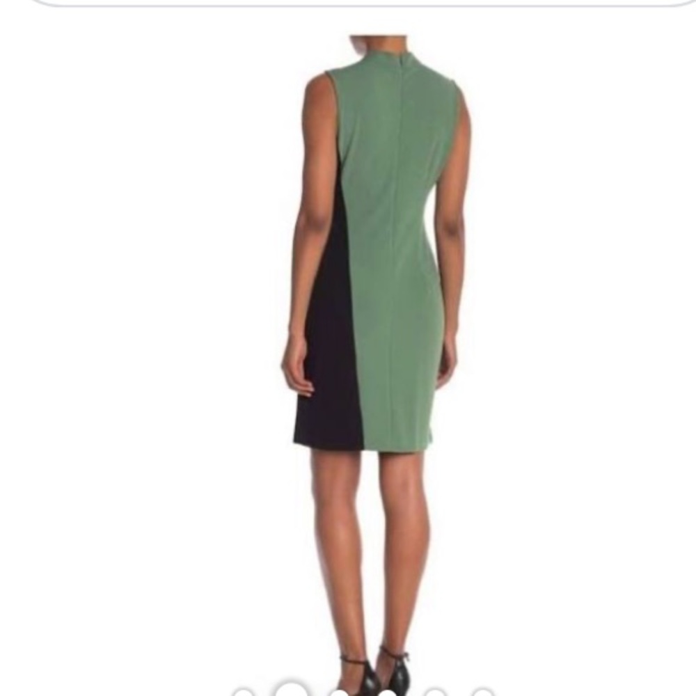 Sharagano Mock Neck Colorblock Dress. - Picture 5 of 8